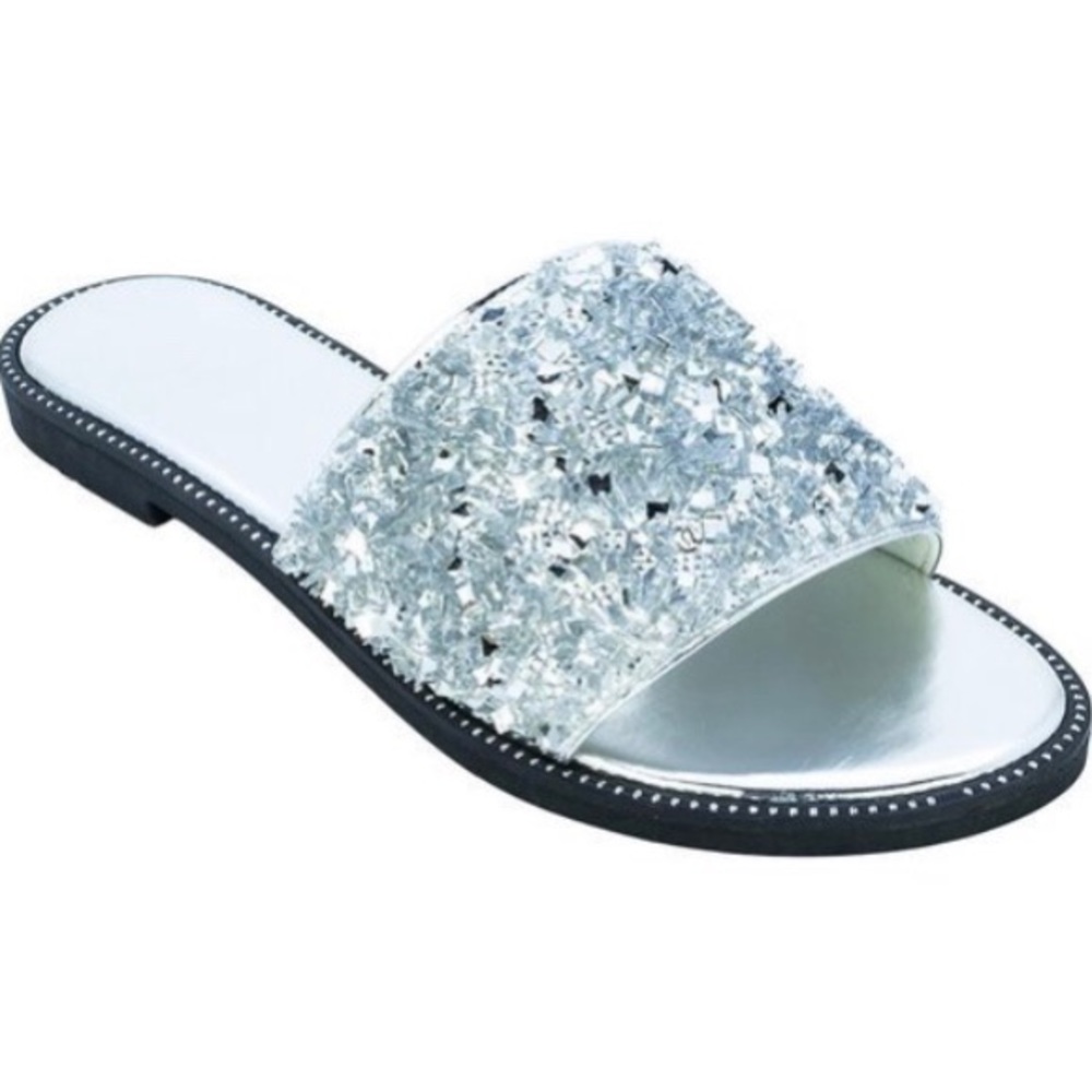 Silver Sparkle stud Sandals